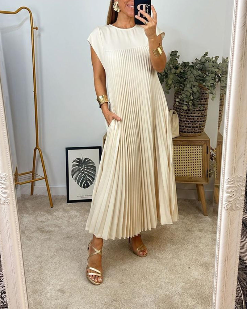 👗 Minimalistisches Monochromes Kleid mit Plissee für Damen(💥 50% Rabatt und kostenloser Versand )