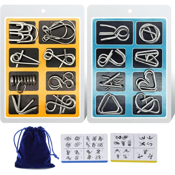 🧠Metall Puzzle Ring achtteilig blaue Version Denksportaufgaben🔗
