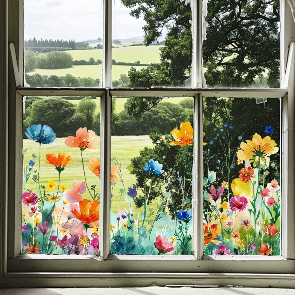 💐Neujahr Heißer Verkauf 50% Rabatt💞 Bunter Blumenstrauß Fenster Sticker🖼️
