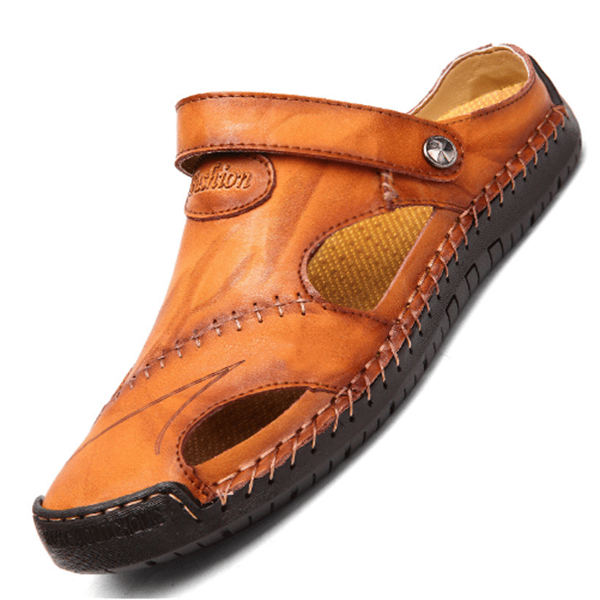 🔥Große Größe Weiches Leder Männer Atmungsaktive Outdoor-Sandalen(Geeignet für den Sommer)