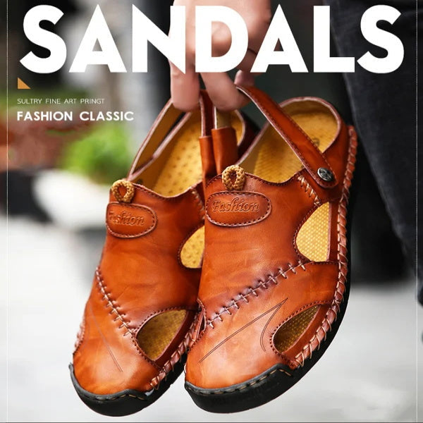 🔥Große Größe Weiches Leder Männer Atmungsaktive Outdoor-Sandalen(Geeignet für den Sommer)