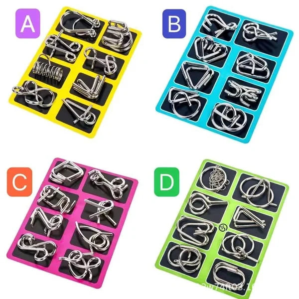 🧠Metall Puzzle Ring achtteilig blaue Version Denksportaufgaben🔗
