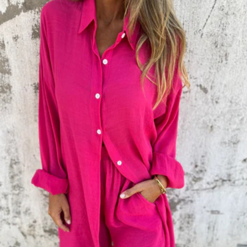 ✨Sehr bequem✨ Lässiges Langarmshirt und Shorts, zweiteiliges Set für Damen