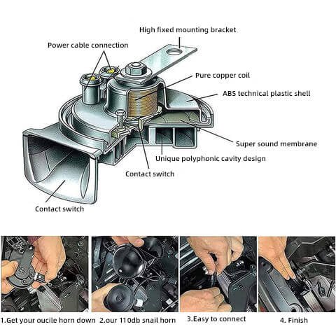 ✨Heißer Verkauf📢12V 300DB Zugschneckenhupe für LKW, Autos, Motorräder