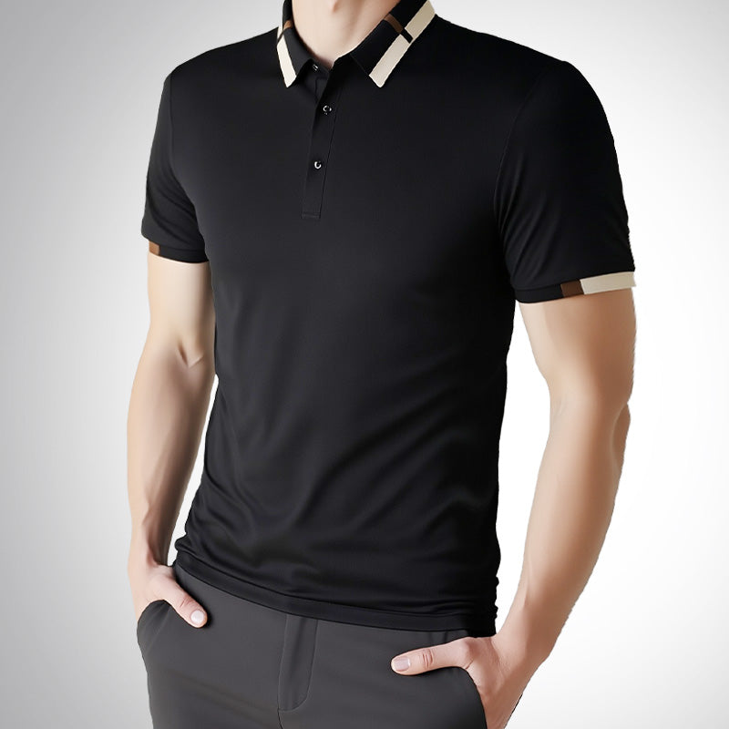 ✨LAST DAY SALE 50% OFF✨Men's Stretch Ice Silk Short Sleeve Lapel T-shirt