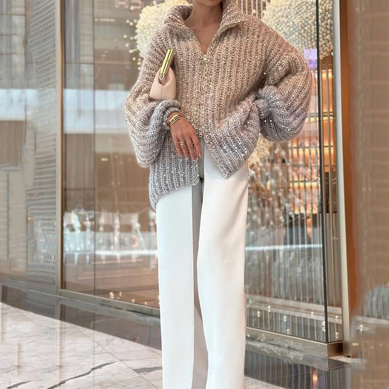 โจ Knitted Sweater Jacket With Monochromatic Sequins โจ โ Fashionable Comfort with a Sparkling Touch! ๐๐๐