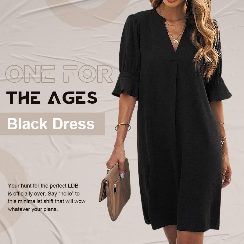 V-neck cotton and linen slim dress
