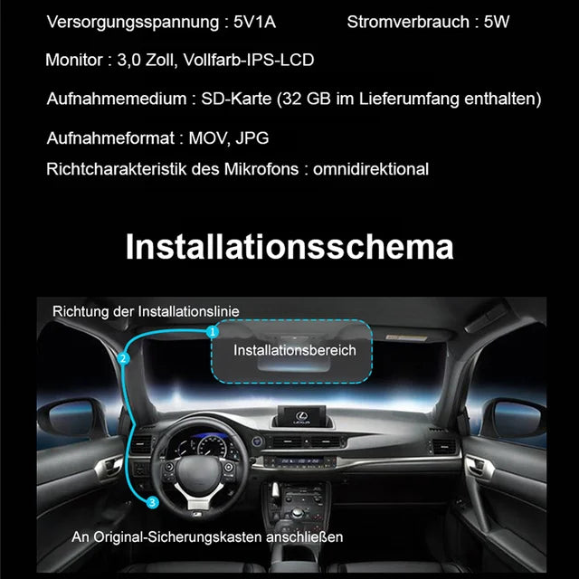 🚗🎥HD-Wifi-Auto-Recorder mit drei Aufzeichnungen