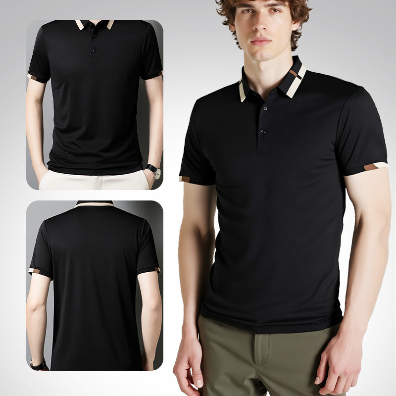✨LAST DAY SALE 50% OFF✨Men's Stretch Ice Silk Short Sleeve Lapel T-shirt