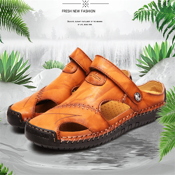 🔥Große Größe Weiches Leder Männer Atmungsaktive Outdoor-Sandalen(Geeignet für den Sommer)
