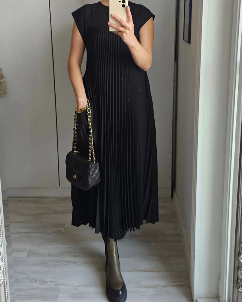 👗 Minimalistisches Monochromes Kleid mit Plissee für Damen(💥 50% Rabatt und kostenloser Versand )