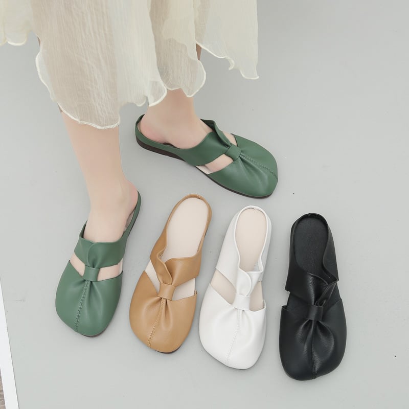 👣Flache Pantoletten im Ausgeschnittenes Design