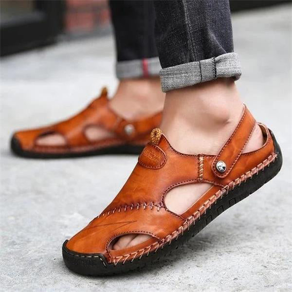 🔥Große Größe Weiches Leder Männer Atmungsaktive Outdoor-Sandalen(Geeignet für den Sommer)