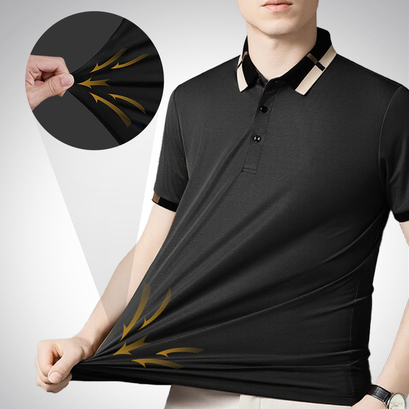 ✨LAST DAY SALE 50% OFF✨Men's Stretch Ice Silk Short Sleeve Lapel T-shirt