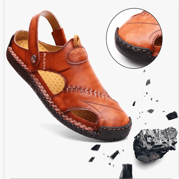 🔥Große Größe Weiches Leder Männer Atmungsaktive Outdoor-Sandalen(Geeignet für den Sommer)