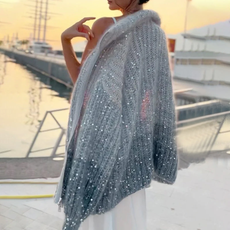 โจ Knitted Sweater Jacket With Monochromatic Sequins โจ โ Fashionable Comfort with a Sparkling Touch! ๐๐๐