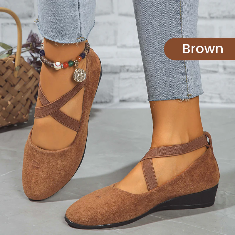 🔥Hot Sale🔥Elegante solide Farbe Elastische Riemen Niedrige Keilschuhe