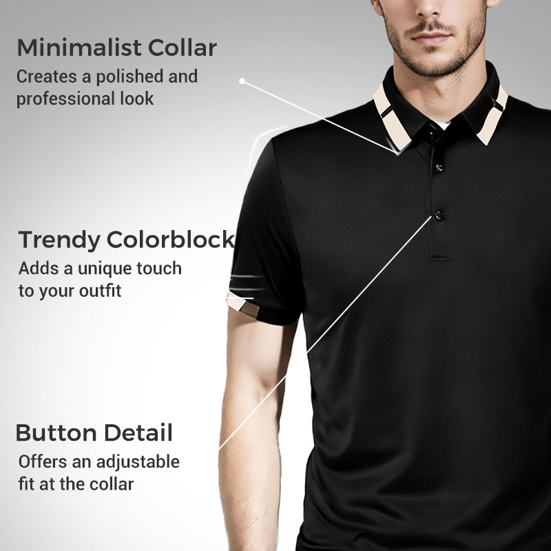✨LAST DAY SALE 50% OFF✨Men's Stretch Ice Silk Short Sleeve Lapel T-shirt