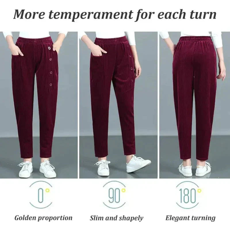 Warme Cordhose mit hoher Taille für Frauen -Kostenloser Versand und 10% Rabatt beim Kauf von 3 Stück