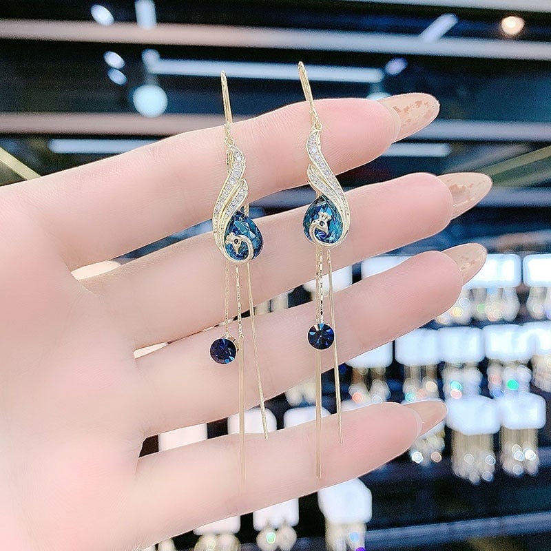 ✨Peacock tassel earrings
