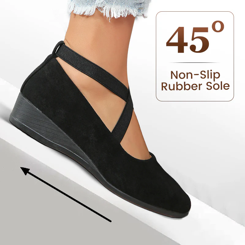 🔥Hot Sale🔥Elegante solide Farbe Elastische Riemen Niedrige Keilschuhe