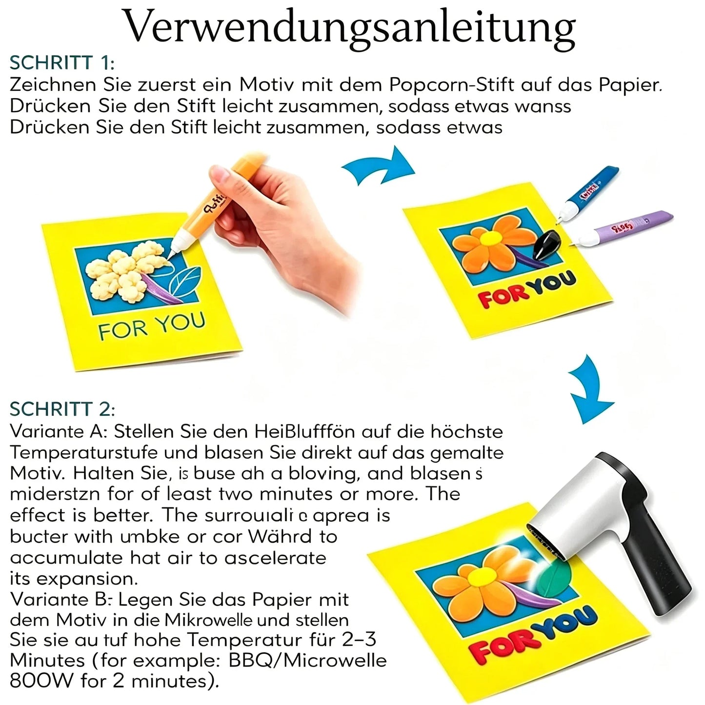 🔥HEISSER SALE 2026🔥💥50.000+ VERKAUFT!🎄🎁Magische Popcorn-Stifte mit Blaseneffekt, wärmeaktivierte Popcorn-Stifte, DIY-3D-Kunstmarker für Kinderbastelprojekte