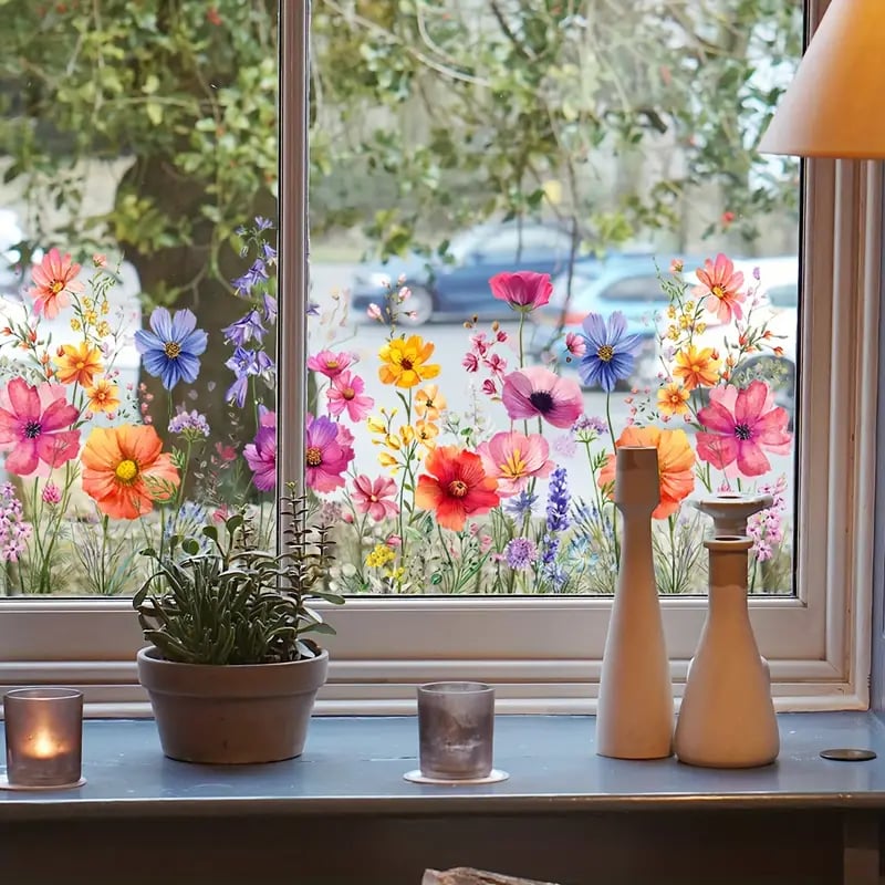 💐Neujahr Heißer Verkauf 50% Rabatt💞 Bunter Blumenstrauß Fenster Sticker🖼️