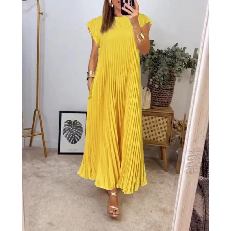 👗 Minimalistisches Monochromes Kleid mit Plissee für Damen(💥 50% Rabatt und kostenloser Versand )
