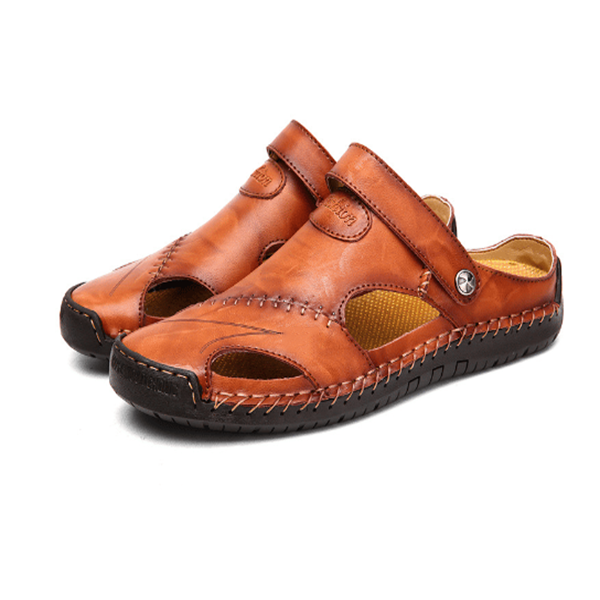 🔥Große Größe Weiches Leder Männer Atmungsaktive Outdoor-Sandalen(Geeignet für den Sommer)