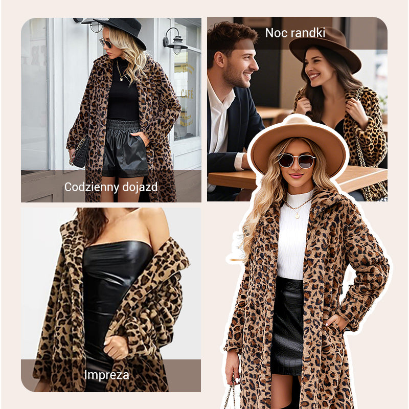 Mittellange Jacke mit Leopardenmuster für Damen