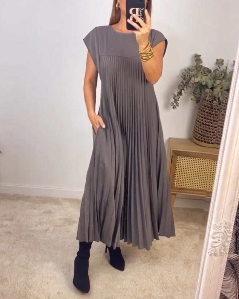 👗 Minimalistisches Monochromes Kleid mit Plissee für Damen(💥 50% Rabatt und kostenloser Versand )