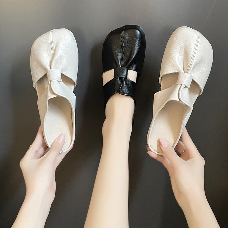 👣Flache Pantoletten im Ausgeschnittenes Design