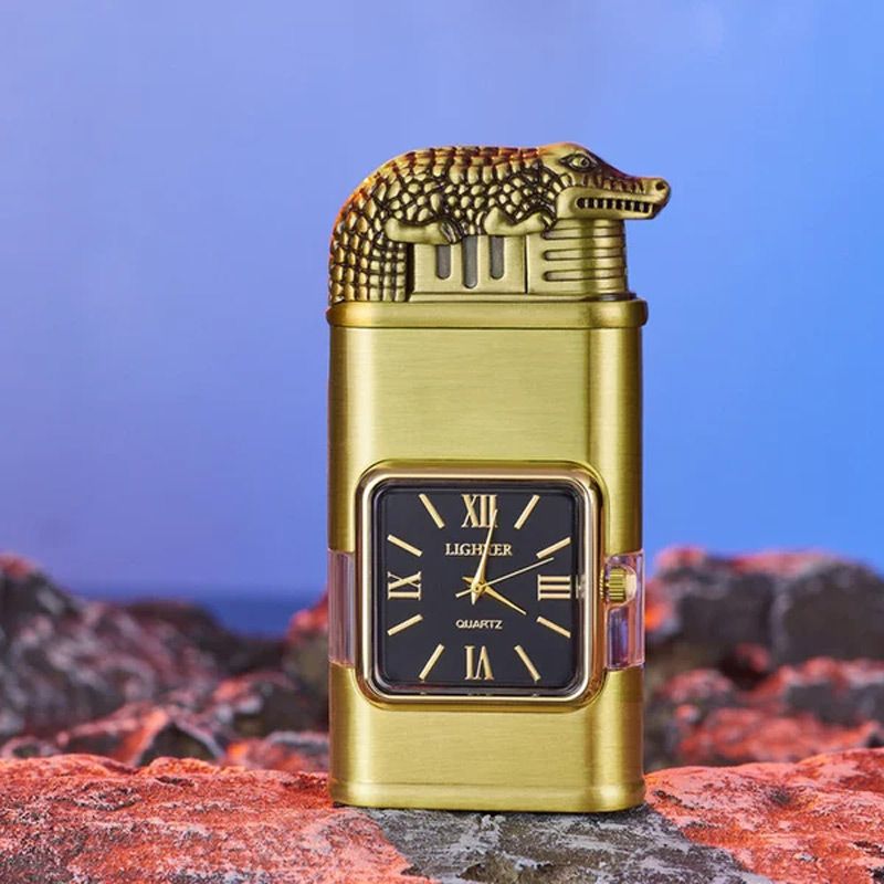 Windfestes Feuerzeug, Vintage-Armbanduhr, Jet-Flammen-Taschenlampe