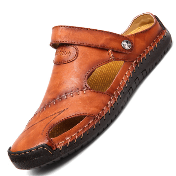 🔥Große Größe Weiches Leder Männer Atmungsaktive Outdoor-Sandalen(Geeignet für den Sommer)