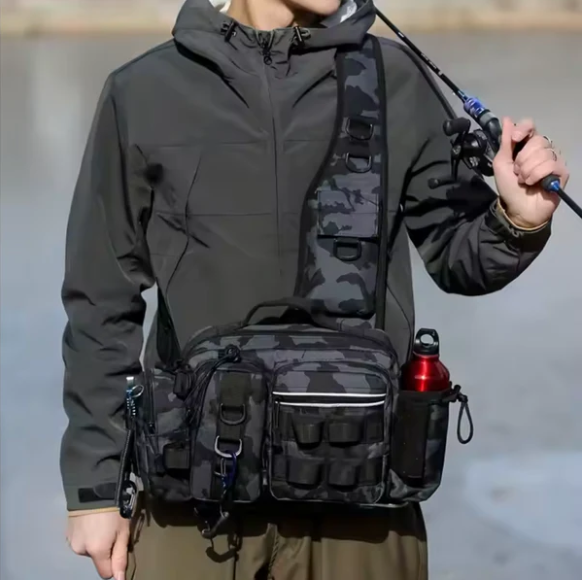 Angeltasche mit Schulter- und Hüftgurt