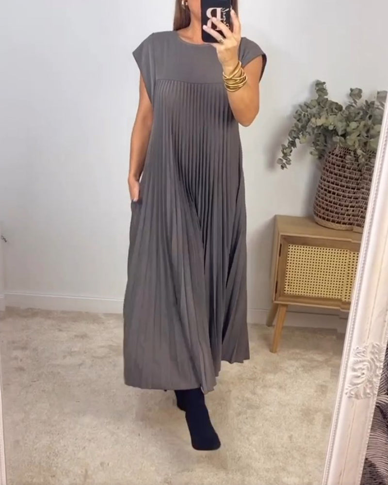👗 Minimalistisches Monochromes Kleid mit Plissee für Damen(💥 50% Rabatt und kostenloser Versand )