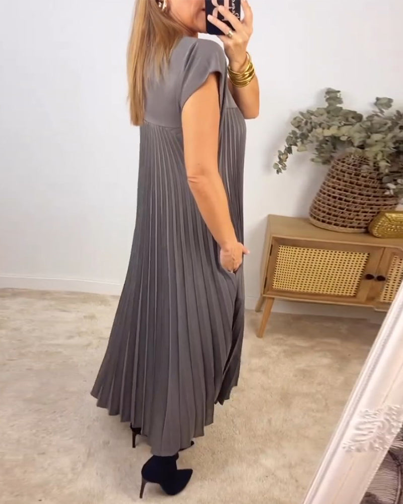 👗 Minimalistisches Monochromes Kleid mit Plissee für Damen(💥 50% Rabatt und kostenloser Versand )