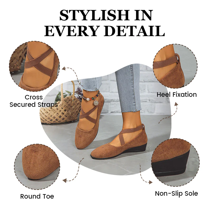 🔥Hot Sale🔥Elegante solide Farbe Elastische Riemen Niedrige Keilschuhe
