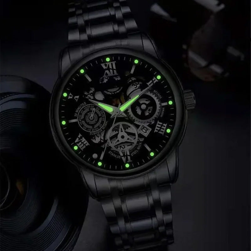 Wasserdichte römische skelettierte mechanische Herrenuhr