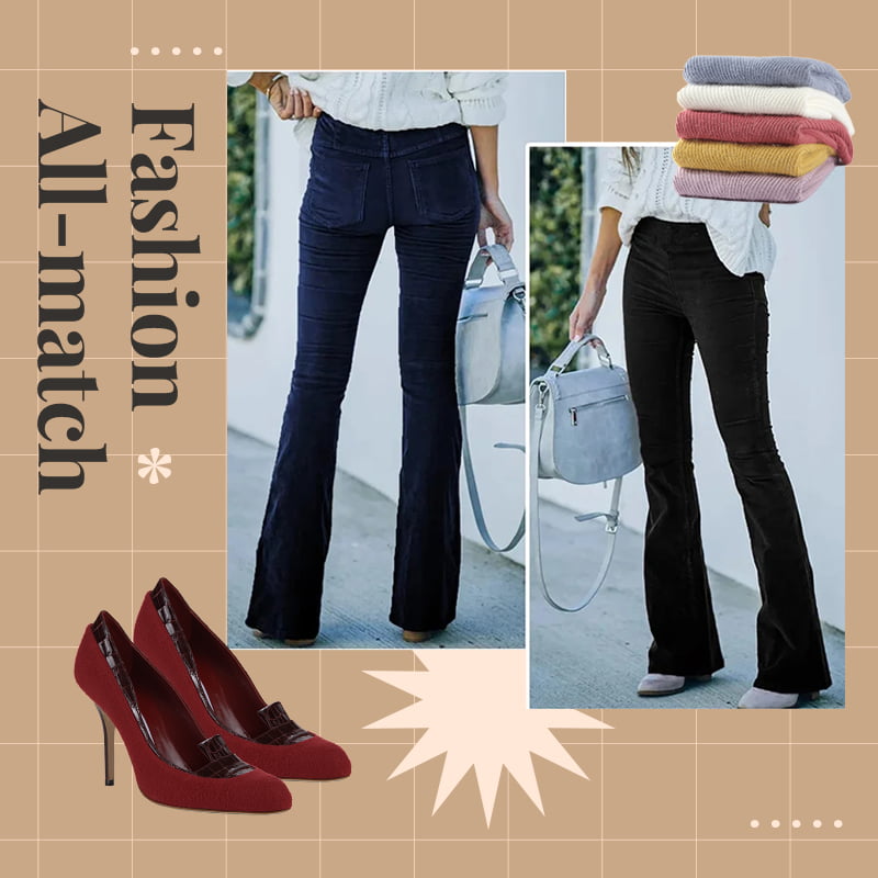 đHochtaillierte, schlanke Mikro-Cordhose mit elastischer Taille Lounge-Hose