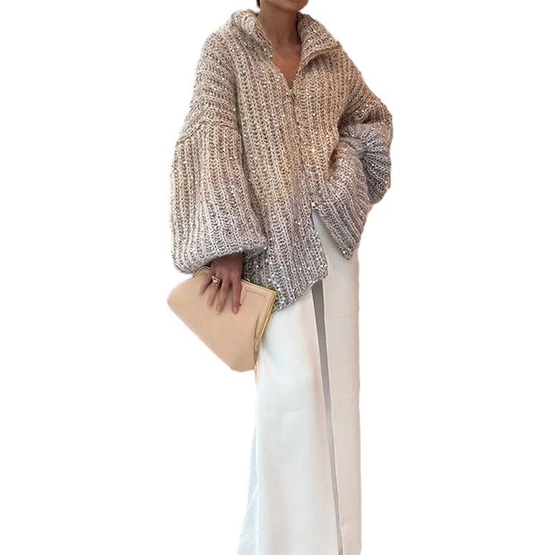 โจ Knitted Sweater Jacket With Monochromatic Sequins โจ โ Fashionable Comfort with a Sparkling Touch! ๐๐๐