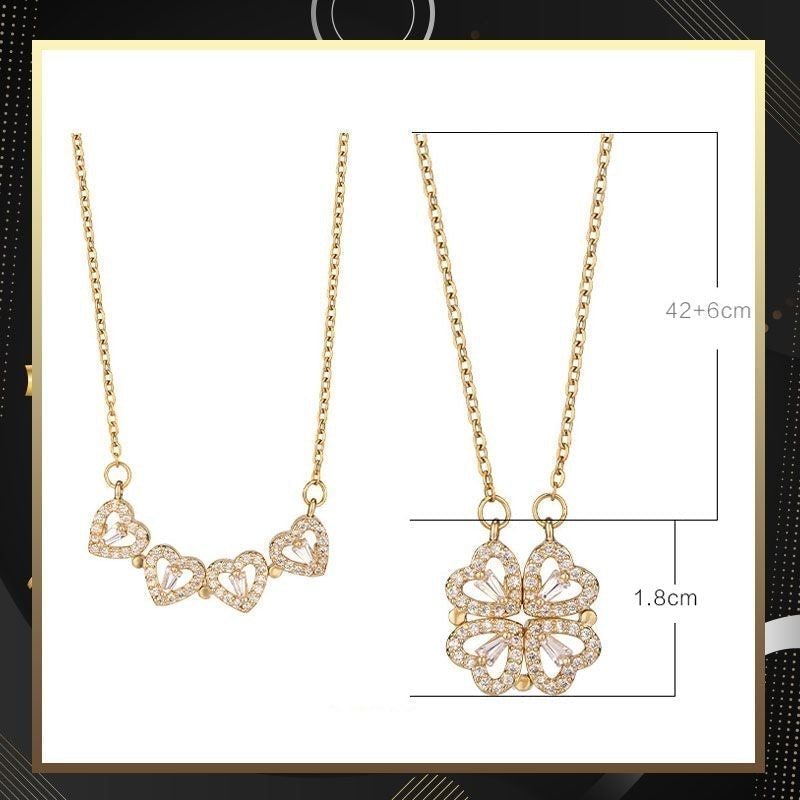 đBestes Weihnachtsgeschenkđ VierblĂ€ttriges GlĂŒcksklee & herzförmige Halskette