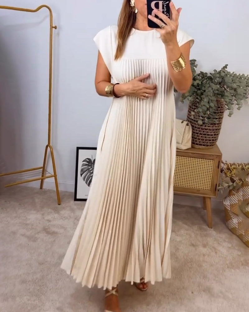 👗 Minimalistisches Monochromes Kleid mit Plissee für Damen(💥 50% Rabatt und kostenloser Versand )
