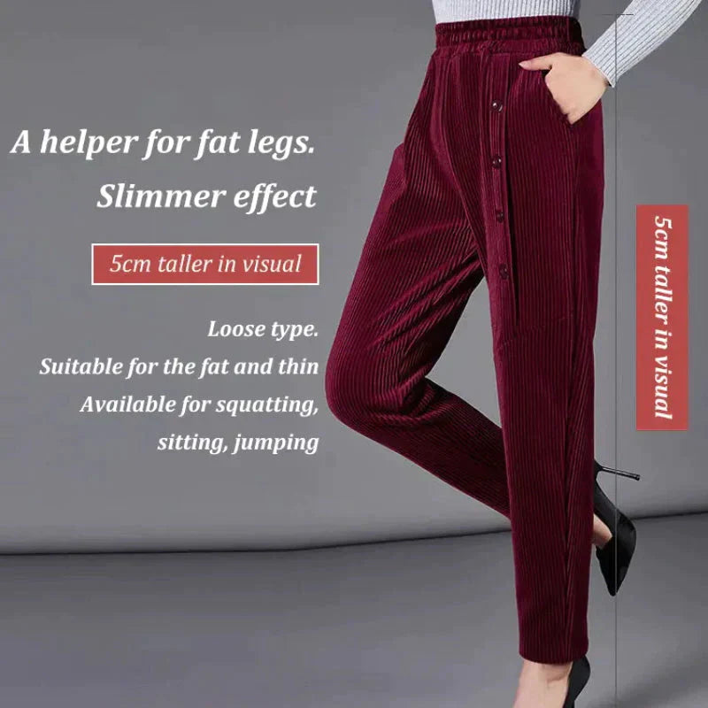 Warme Cordhose mit hoher Taille für Frauen -Kostenloser Versand und 10% Rabatt beim Kauf von 3 Stück