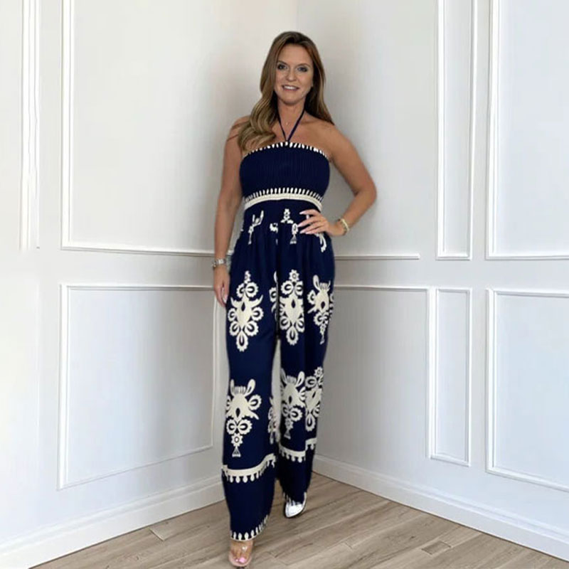🔥49% RABATT🔥Ärmelloser Neckholder-Jumpsuit mit weitem Bein für Damen