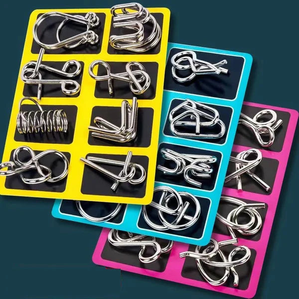 🧠Metall Puzzle Ring achtteilig blaue Version Denksportaufgaben🔗