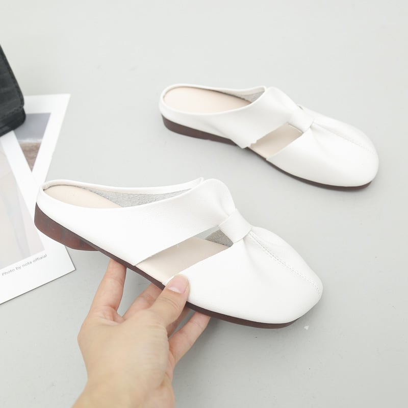 👣Flache Pantoletten im Ausgeschnittenes Design