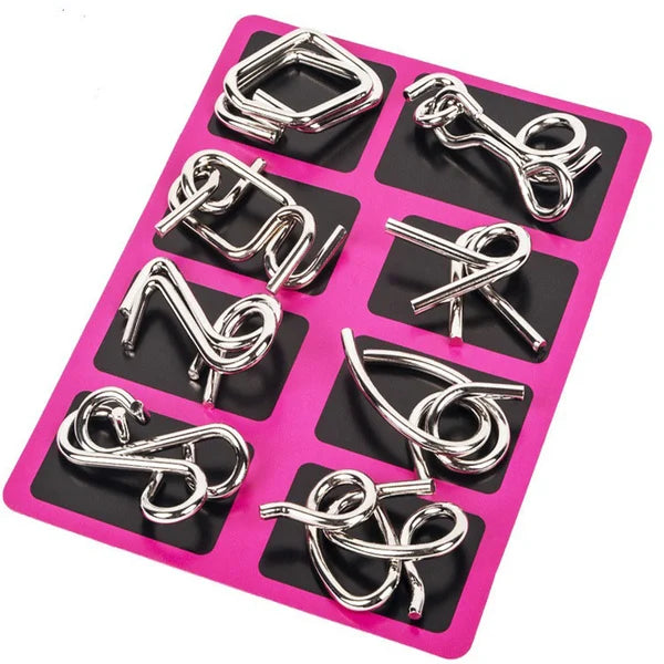 🧠Metall Puzzle Ring achtteilig blaue Version Denksportaufgaben🔗
