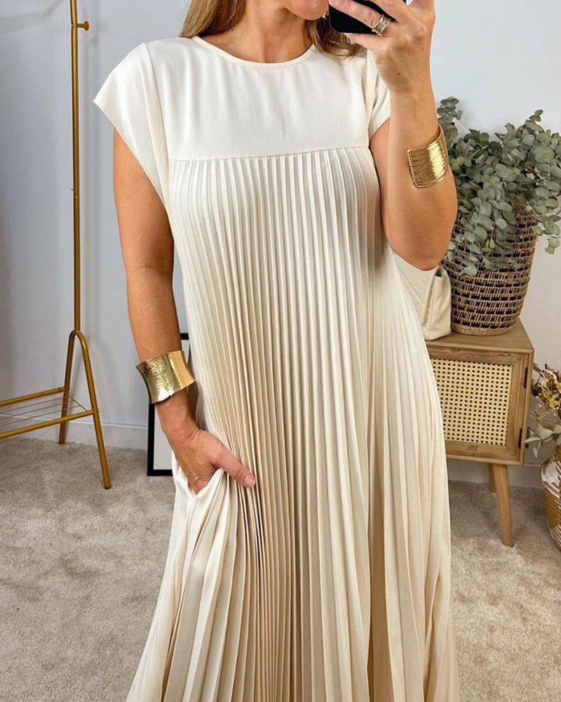 👗 Minimalistisches Monochromes Kleid mit Plissee für Damen(💥 50% Rabatt und kostenloser Versand )