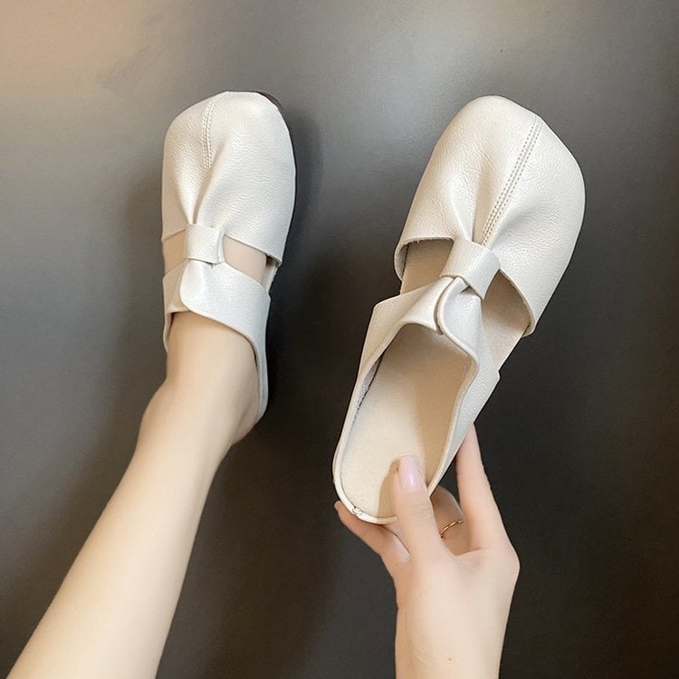👣Flache Pantoletten im Ausgeschnittenes Design